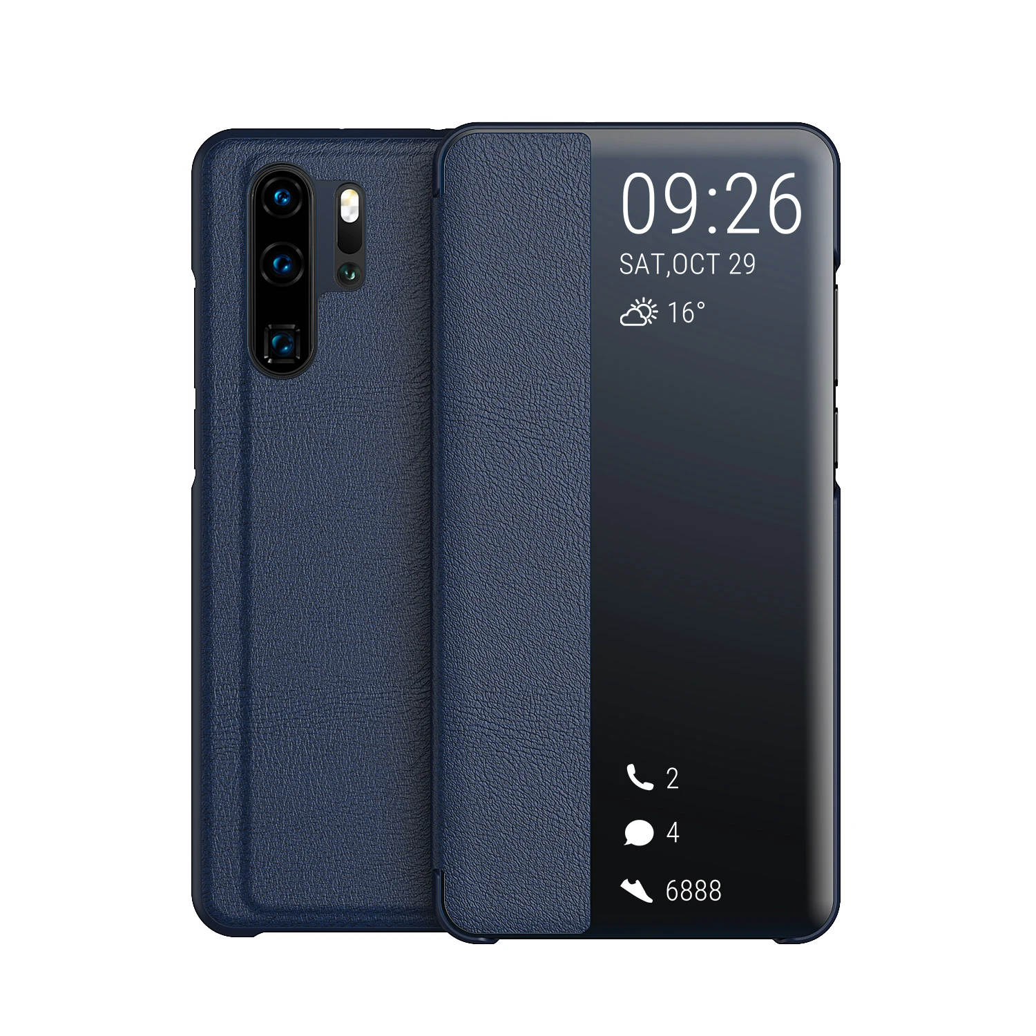 Huawei P30 Pro Чехол зеркало Smart View Услуга сна Кожаный чехол защиты флип чехол для huawei P30 Flip Full чехол для телефона - Цвет: blue