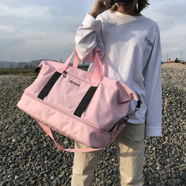 Pink Уличные багажные сумки, спортивная сумка для спортзала для женщин, водонепроницаемая складная сумка на плечо для фитнеса, тренировок, Мужская большая туристическая дорожная сумка - Цвет: Pink