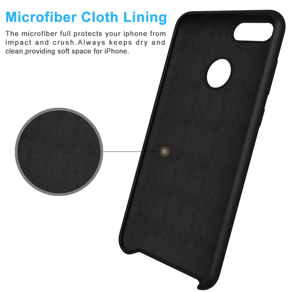Nuomaofly Liquid Silicone Case Smooth Rubber Back Cover Microfiber Cloth Lining Phone Cases For Honor 7 X / Huawei 7X |