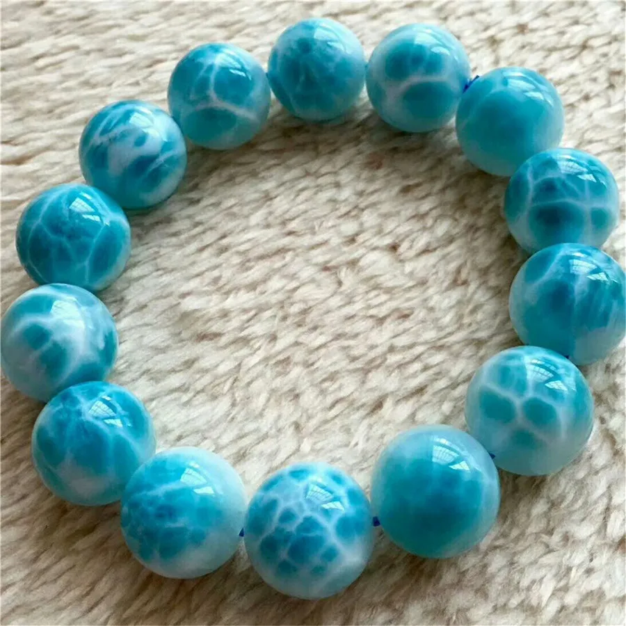 Драгоценный Голубой натуральный ледяной самоцвет larimar растягивающийся браслет