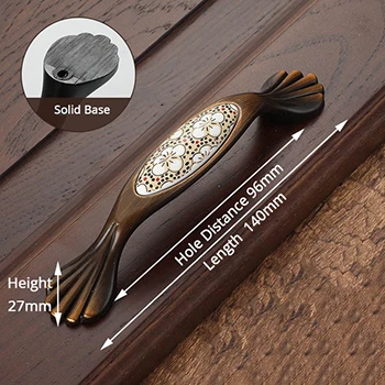 Handle-1030FG-96 Антикварные Бронзовые керамические ручки для шкафов винтажные ручки для ящиков Ручки для дверей шкафа Европейское оборудование для обработки мебели - Цвет: Handle-1030FG-96