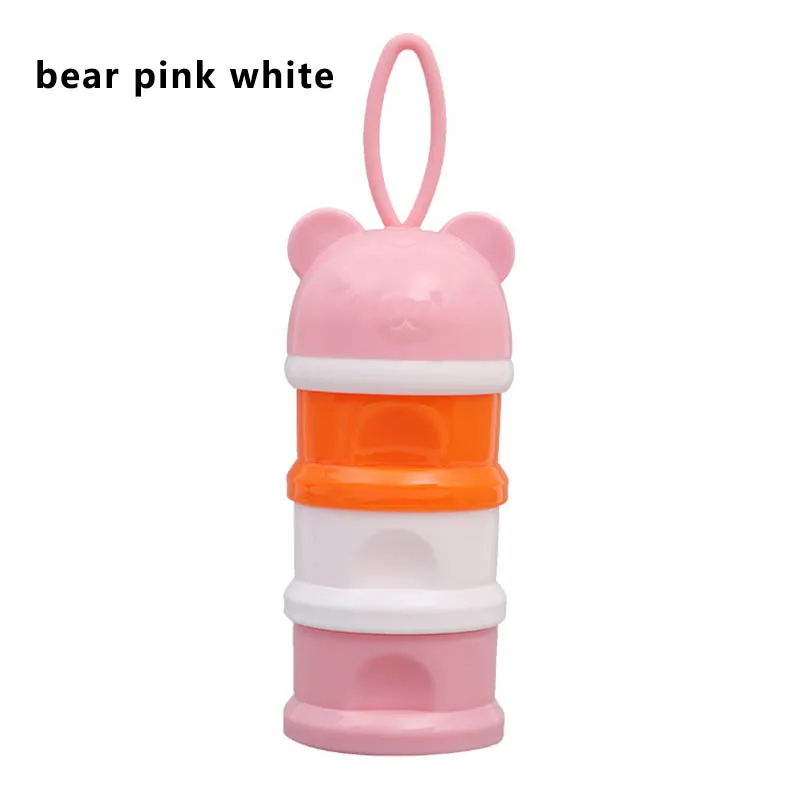 bear pink white Мультяшные закуски конфеты поставки 1 шт. коробка для сухого молока детские инструменты для кормления Портативный три сетки пластиковый контейнер для молока новорожденных - Цвет: bear pink white