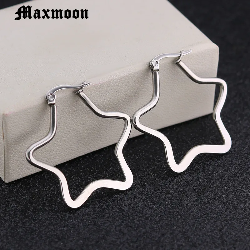 Maxmoon модные золотые и серебряные большие серьги кольца в форме звезды крупные