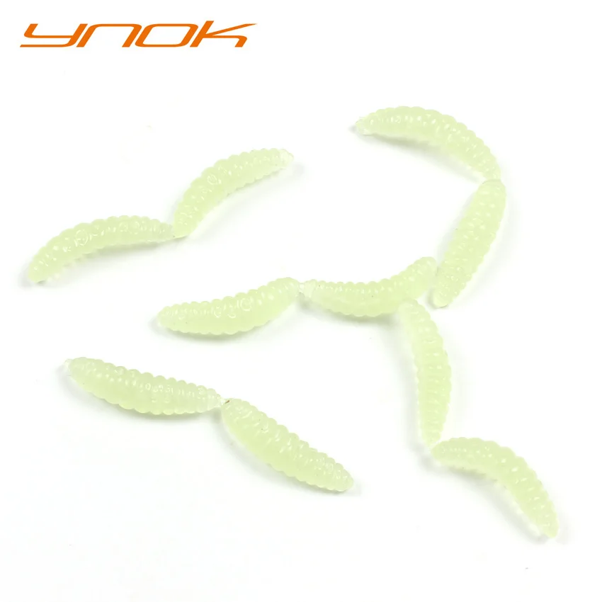 100pcs/lot 25mm-0.65g Fishing Lures Luminous Soft Maggots Bait Glow Bread Worms fishing tackle