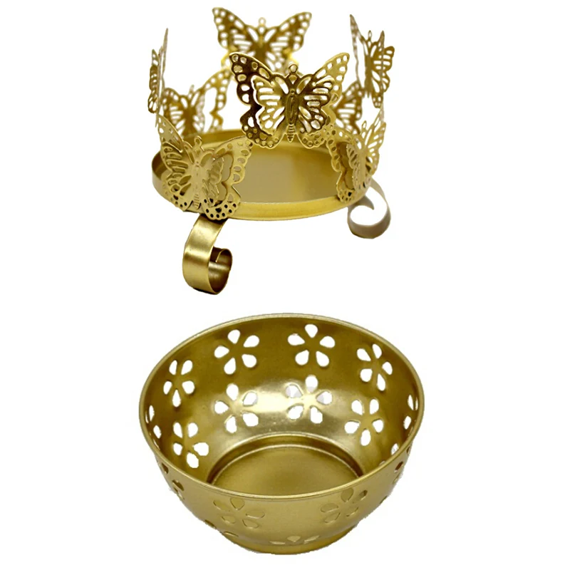 3D подсвечник в виде бабочки из кованого железа винтажный полый для вечерние