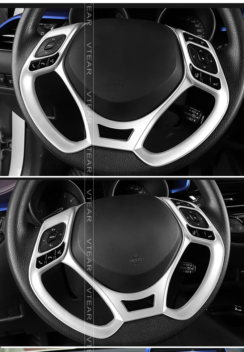 Vtear для Toyota C-HR CHR chrom кнопка на рулевое колесо Панель рамка крышка Накладка наклейка интерьерные молдинги аксессуары