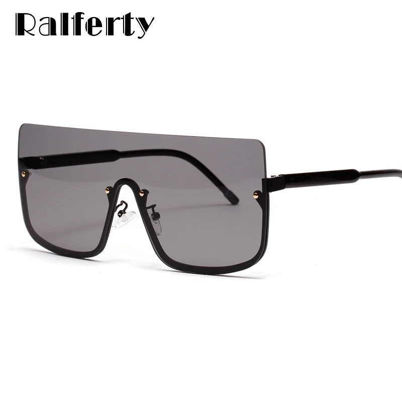 Женские и мужские солнцезащитные очки Ralferty большие UV400 серые W813067 2019|Женские очки|