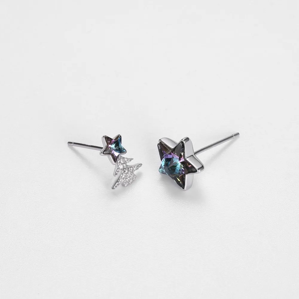 Women's Crystal Earrings High-grade Elegant Stars Sterling Silver Christmas Tree 925 Stud OL fashion | Украшения и аксессуары