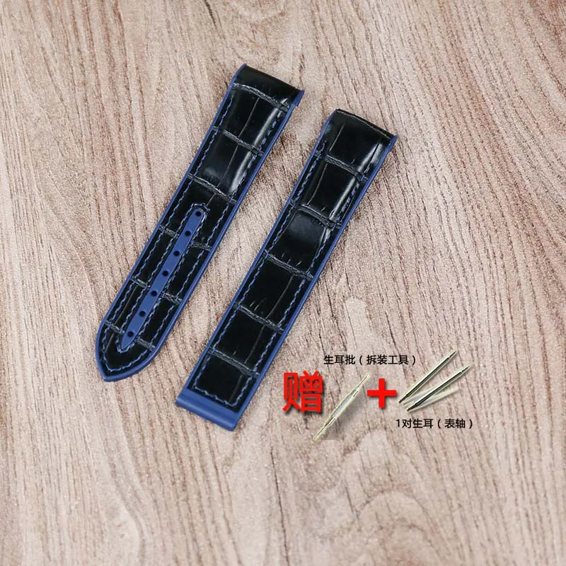 blue line 20 мм 22 для мужчин кожаный ремешок аксессуары для часов Omega marine universe 9900 hippocampus 8900 дамы водостойкий спортивный ремешок - Цвет ремешка: blue line