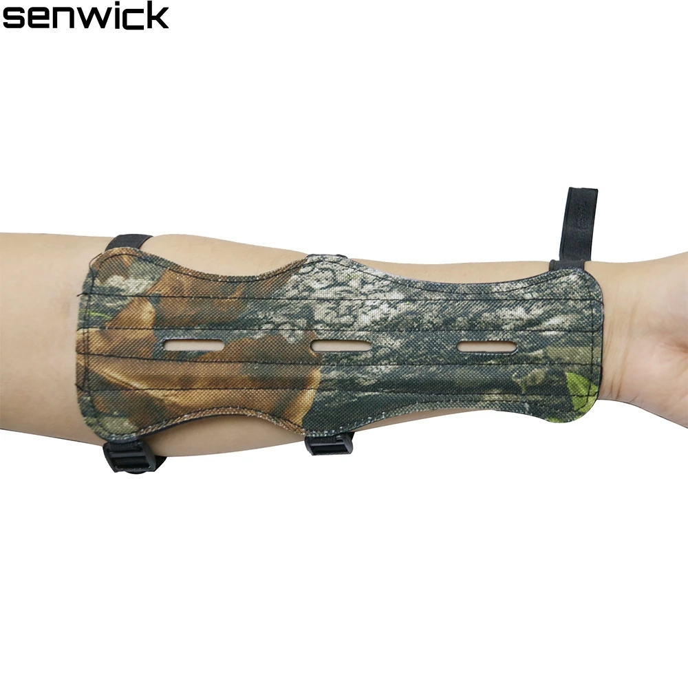 

New Camo Adjustable Black Archery Arm Guard Protection Safe Guard With 3 Strap Leather Shooting free shipping