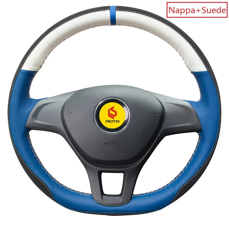 Оплетка на руль для Volkswagen VW Golf 7 Mk7 Новинка Polo без оригинальной кожи - Название цвета: Nappa with suede