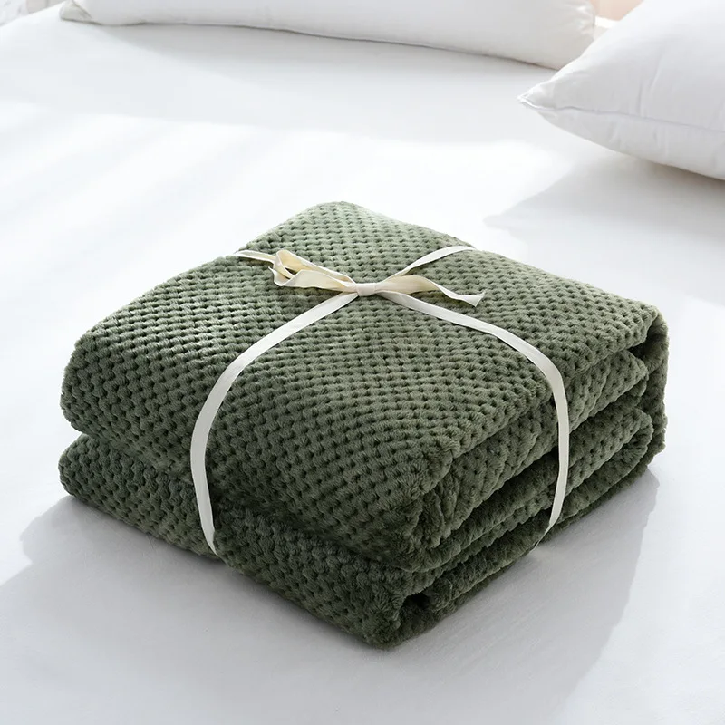 Army Green Фланелевое Одеяло для кровати, мягкое теплое Флисовое одеяло, сетчатый пушистый плюш, легкие декоративные однотонные одеяла, все сезоны для кровати, дивана - Цвет: Army Green