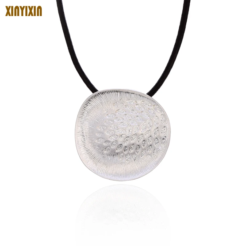 Винтажное черное кожаное ожерелье с подвеской в античном стиле|Ожерелья