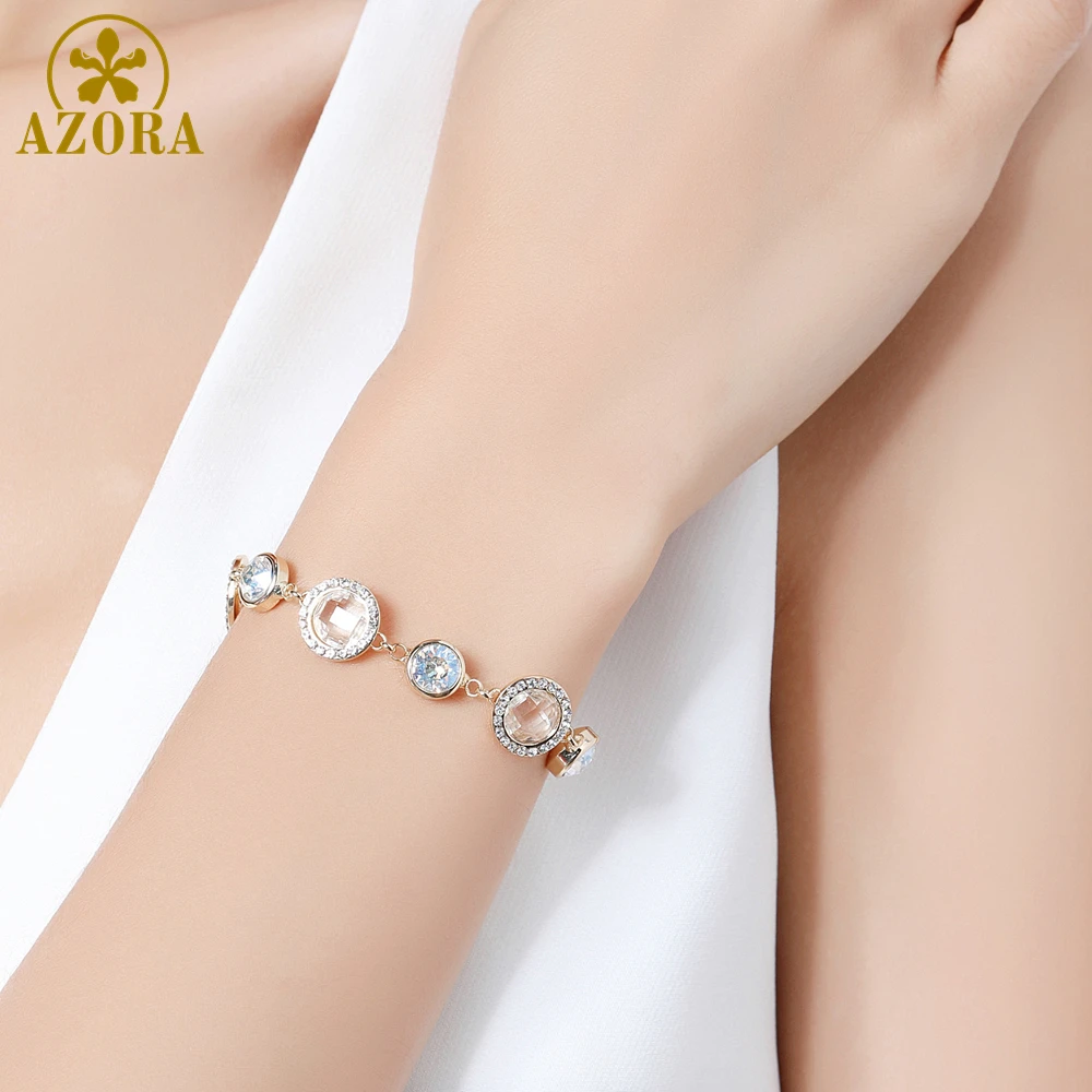 Азора трендовые золотые Цвет круглые бусины Австрийские кристаллы браслеты из