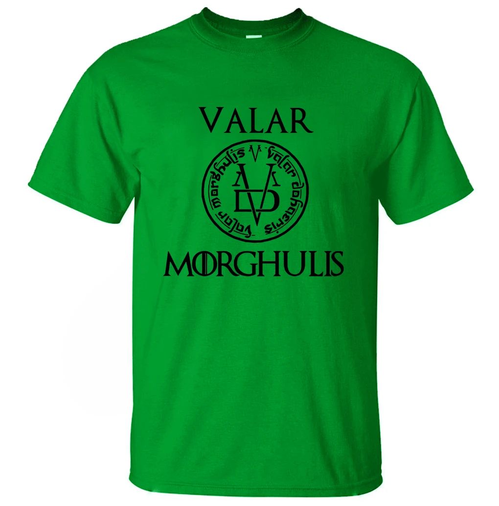 Летняя мужская футболка Valar Morghulis, все мужские футболки с надписью "Игра престолов", повседневные мужские футболки из хлопка - Цвет: green1