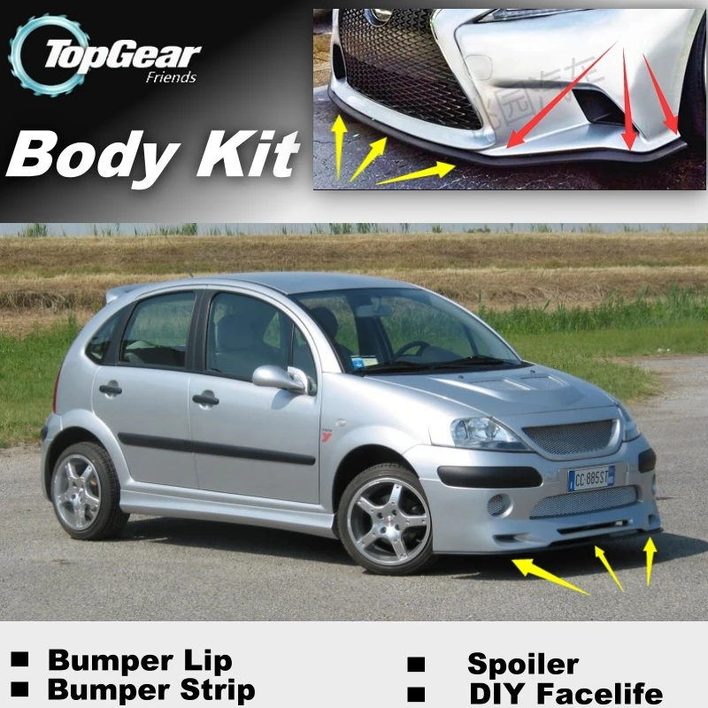 Бампер для губ отражающая средства ухода за губами для Citroen C3/C3 Пикассо передний спойлер юбка TopGear вентиляторы Тюнинг автомобилей вид/средства ухода за кожей комплект/полосы