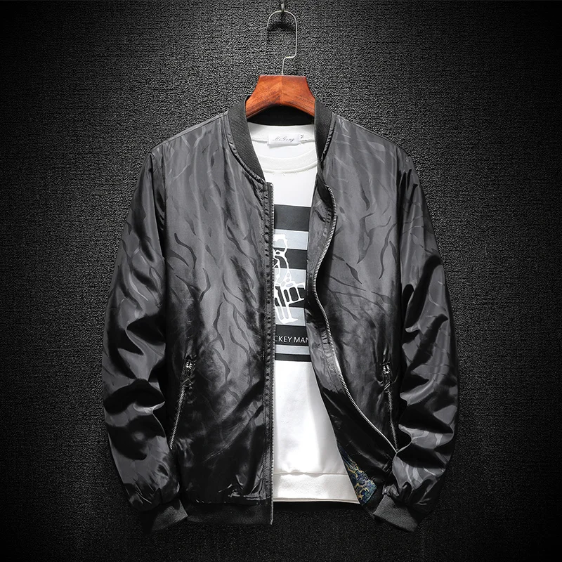 Мужская Осенняя Повседневная модная куртка-бомбер однотонного цвета мужское