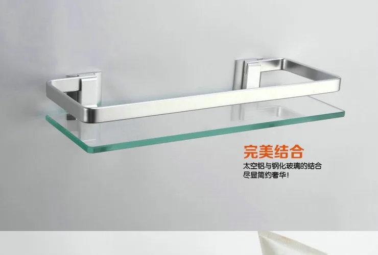 KES A4126A алюминиевая стеклянная прямоугольная полка для ванной комнаты, настенная, с серебряным песком