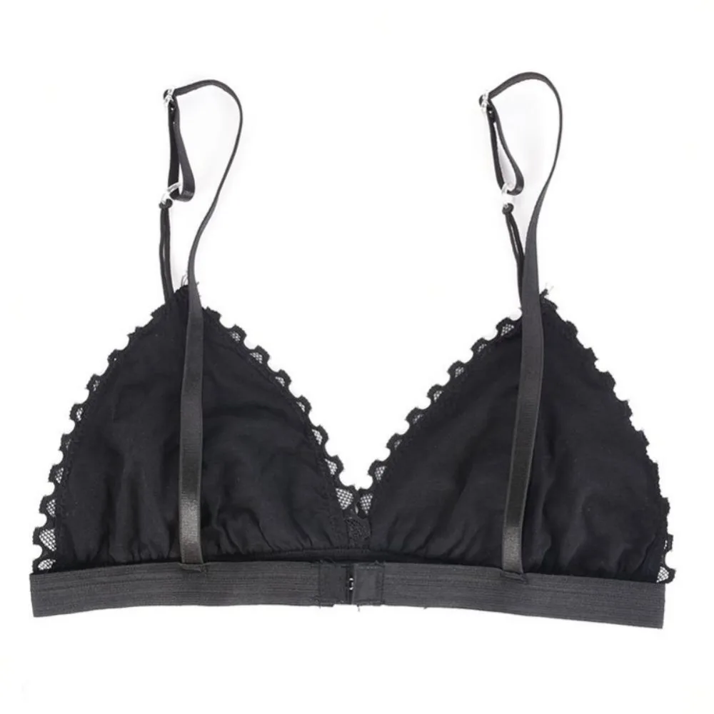 Черный/белый сексуальный бюстгальтер с цветочным кружевом без косточек