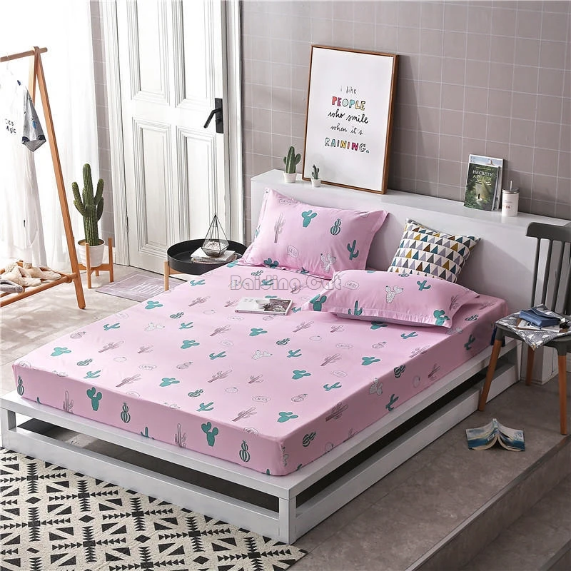 11 Домашний текстиль бабочка цветочный розовый простыня 1 шт. простыня с наматрасником четыре угла с резинкой Твин Полный Королева - Цвет: 11