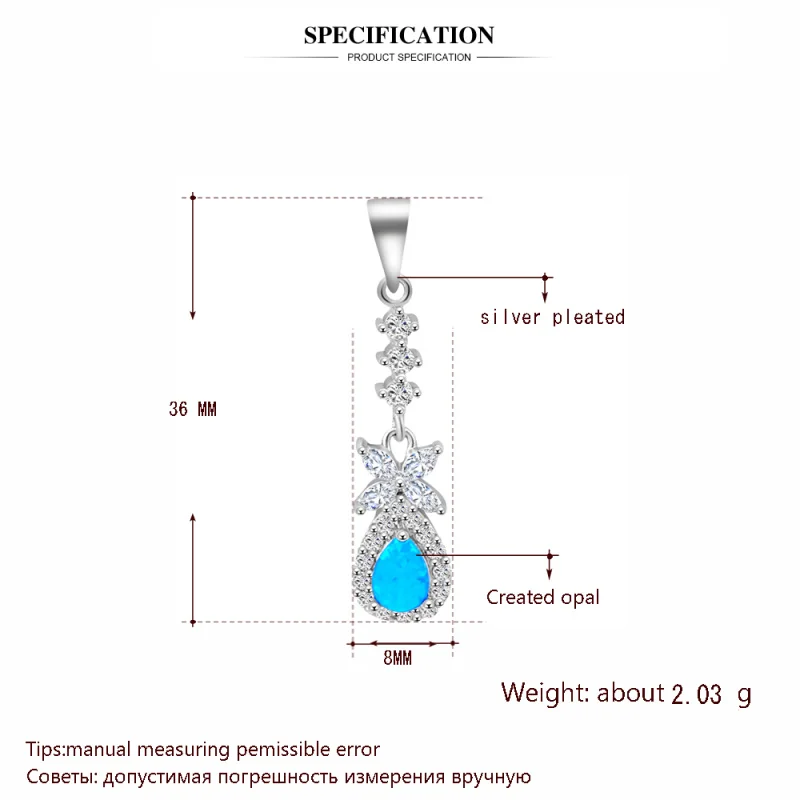Plant style Cheap online High quality Blue Fire Opal Silver Stamped Pendants for women Wedding Party Fashion jewelry OP357 | Украшения и