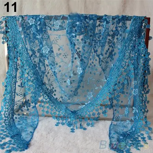 Горячая мода Полые кисточкой кружева роза цветочные вязать треугольник Мантилья