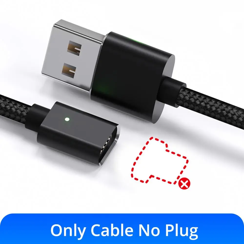 Black Cable No Plug Ankndo Micro USB кабель Магнитный кабель Быстрая зарядка нейлоновый провод магнит Быстрая зарядка для смарт мобильный телефон, планшет на OC android устройство - Цвет: Black Cable No Plug