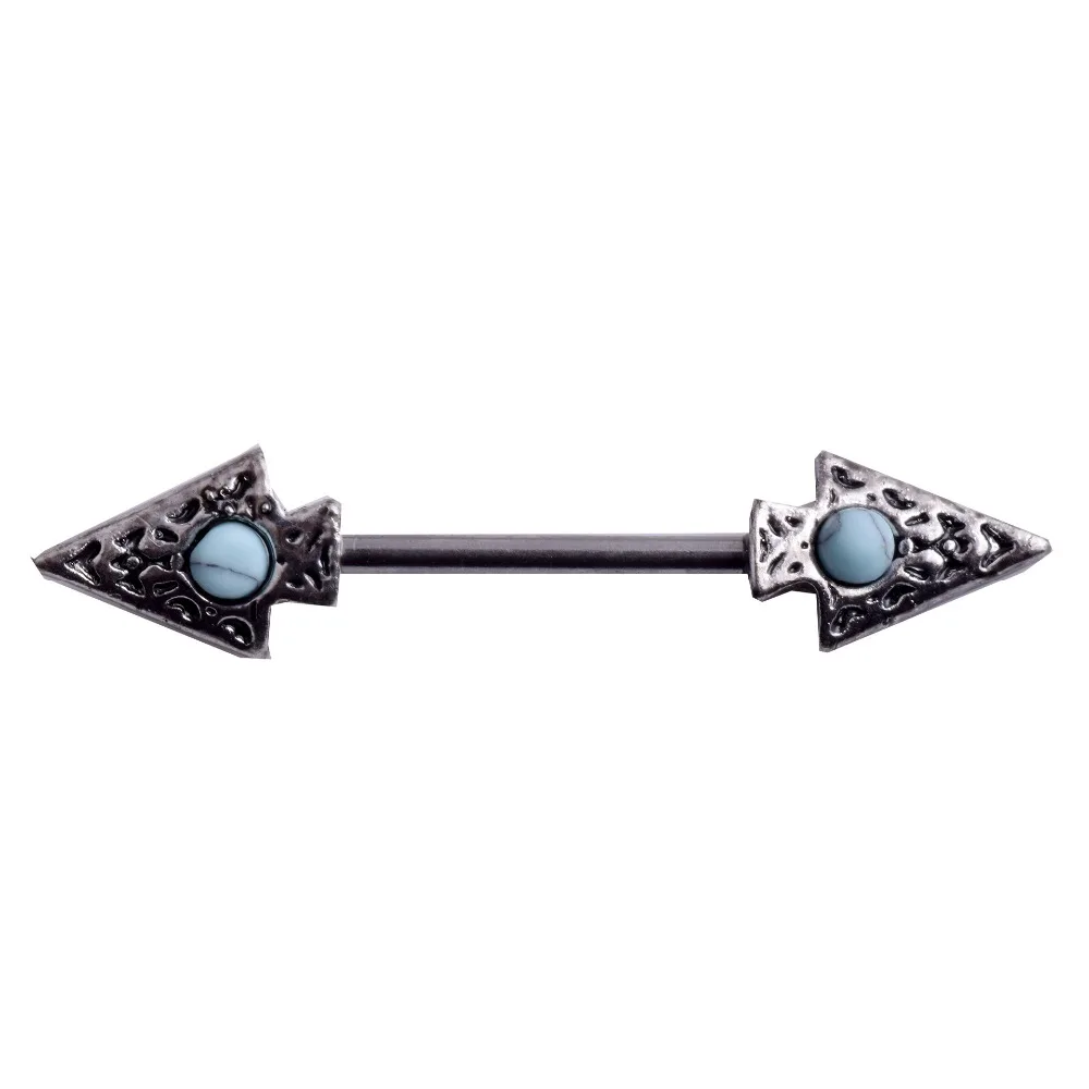 2PCS Charm Arrow Surgical Steel Nipple Piercing Barbell Rings Turquoises Bar 14G Body Jewelry | Украшения и аксессуары