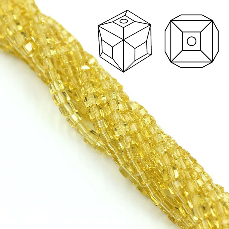 yellow ZHUBI 100 шт 3 мм модные разделительные кубики граненые хрустальные бусины амулеты конфетные стеклянные Квадратные бусины для изготовления ювелирных изделий из бисера - Цвет: yellow