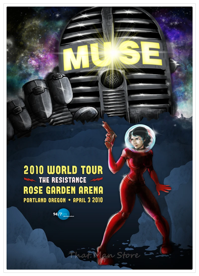 Muse Music Art Ретро Рок музыка ностальгия белая крафт-бумага декоративная живопись плакаты Наклейка на стену 42*30 см