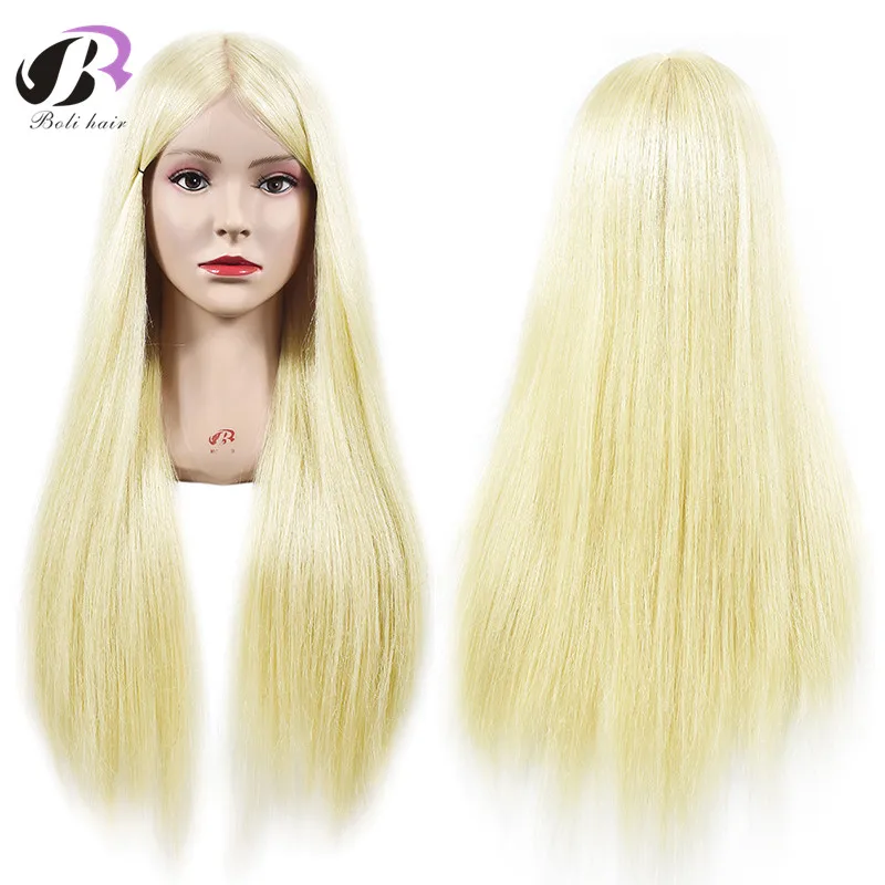 High Quality 70CM Blonde Mannequin Doll Head For Hairdressing Practice Hairstyles Training Doll Head With Free Desk Holder