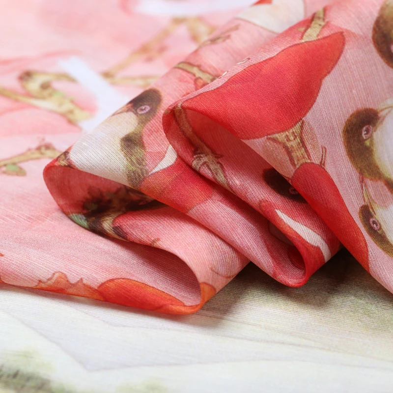 Азалия Печати Шелк Белья Кукушка Летнее Платье Ткань Рубашки Текстильной