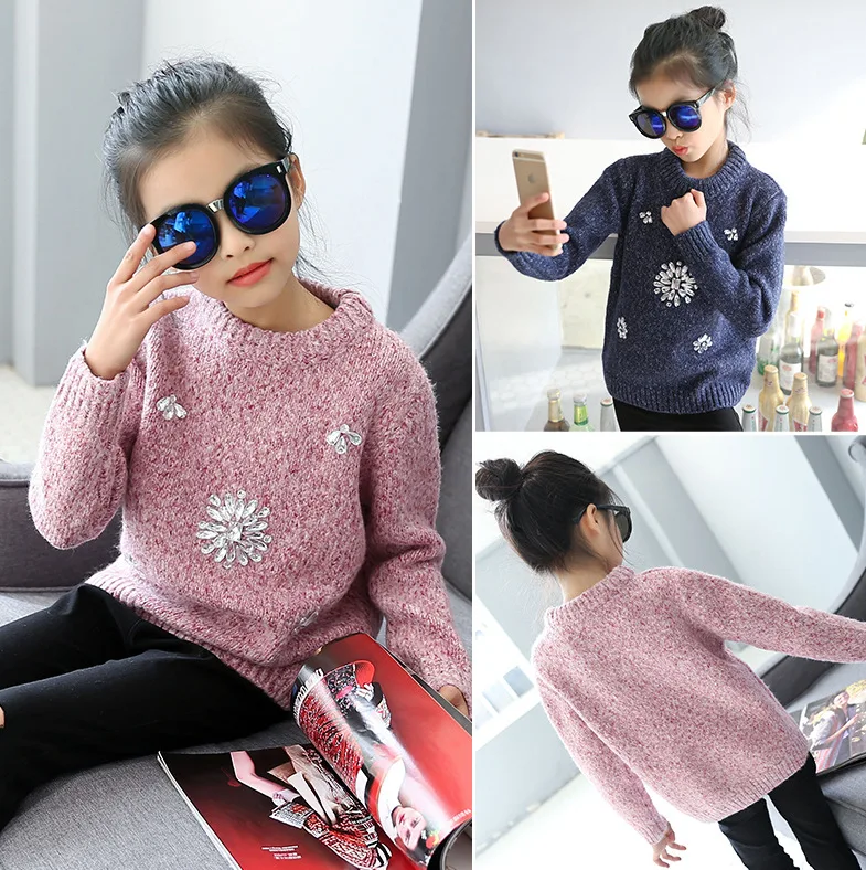 Детская осенняя коллекция 2017 модная Корейская футболка для девочек свитер с