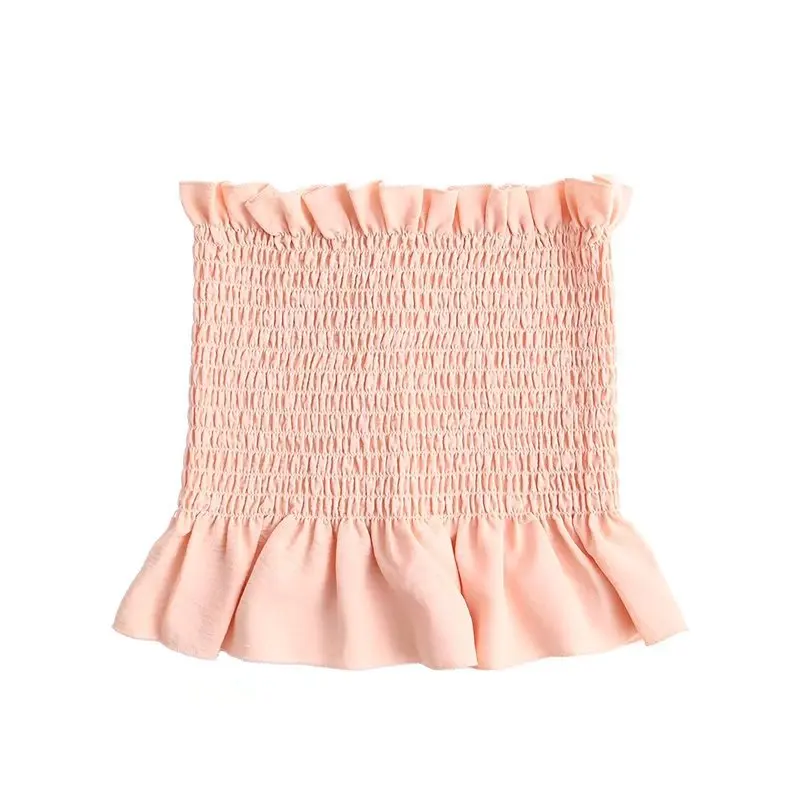 Мягкий Вязаный топ на бретелях с баской уличная одежда оборки без бретелек