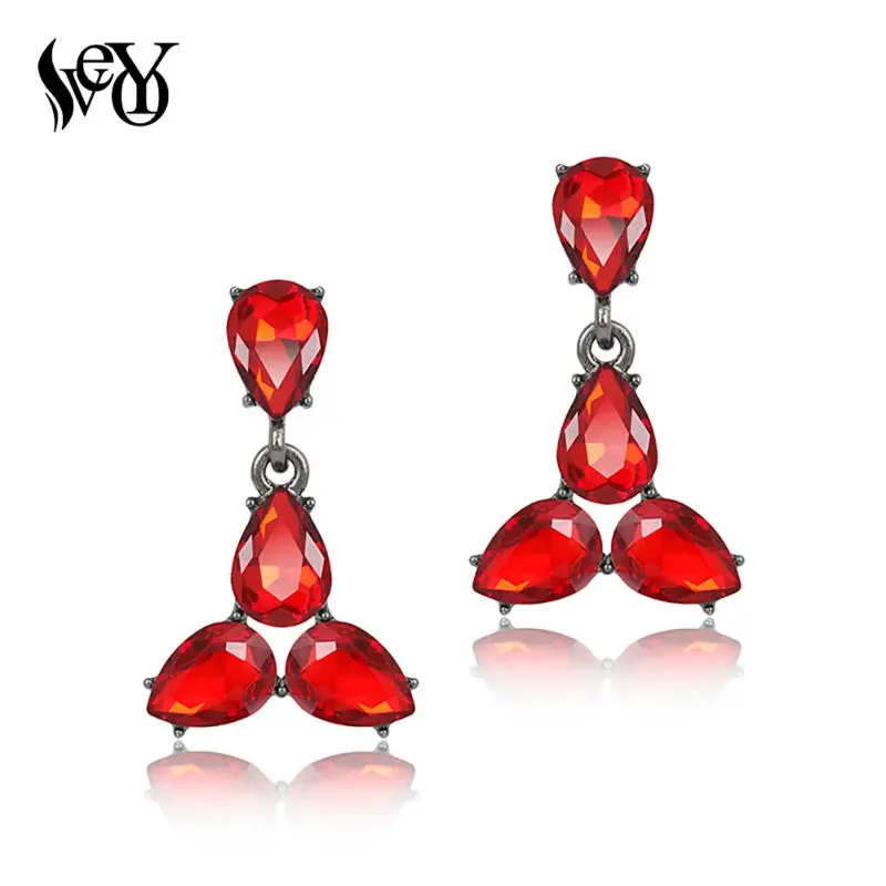 Женские серьги подвески с кристаллами цвета Красного шампанского|dangling earrings for