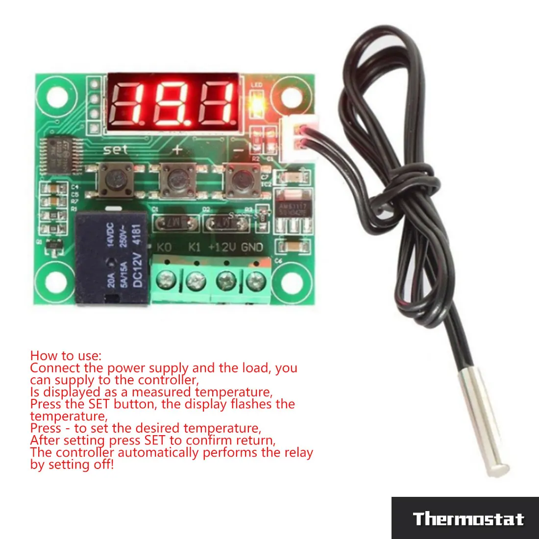 DC 12 V/24 V светодиодный Умный Цифровой термостат контроль температуры термометр