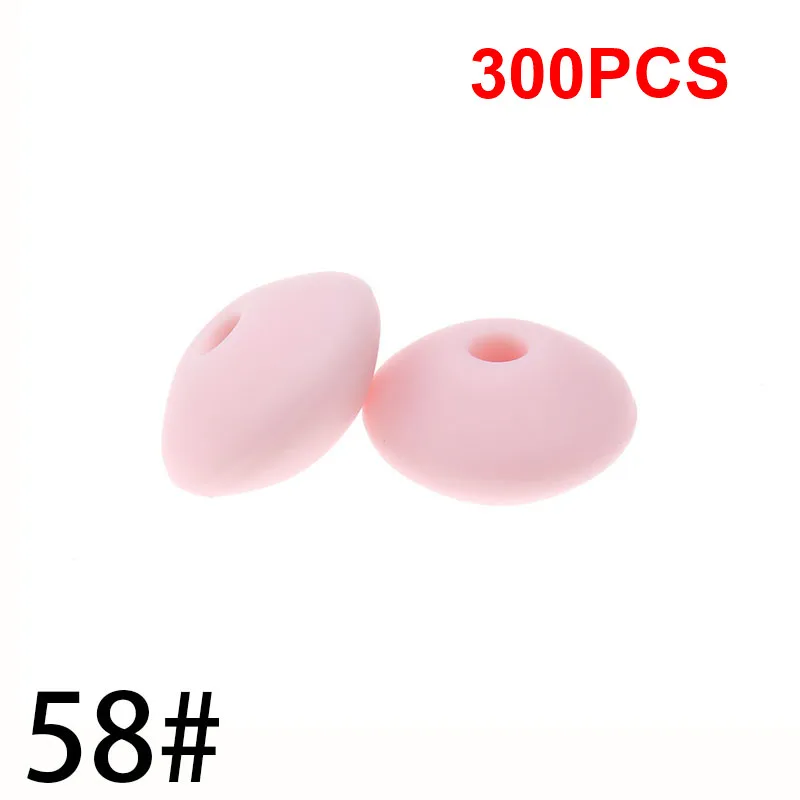 58 Quartz Pink 12 ММ ЧЕЧЕВИЦА Силиконовые Круглые бусины для прорезывания зубов 300 шт. Abacus расстояние бисера Bpa Бесплатно Детские Прорезыватели Ожерелье Подвеска Игрушка сделай сам - Цвет: 58 Quartz Pink