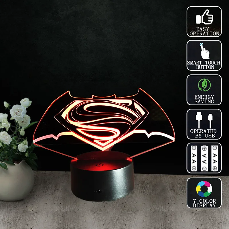 Светодиодная ночник 3D меняющая цвет прикроватная настольная лампа сенсорные