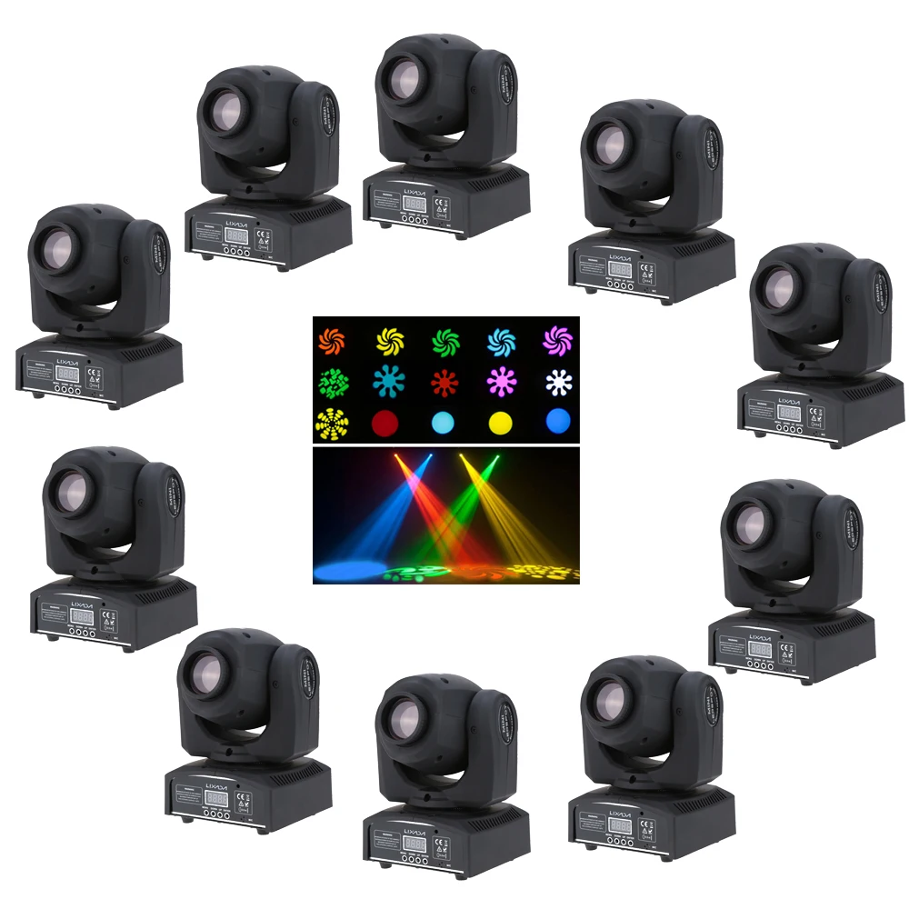 Dmx512 мини-светильник с подвижной головкой, 8 цветов, светодиодный сценический светильник, автоматический, 9/11 каналов, вечерние, диско-шоу, светильник, сценический эффект, Dmx512