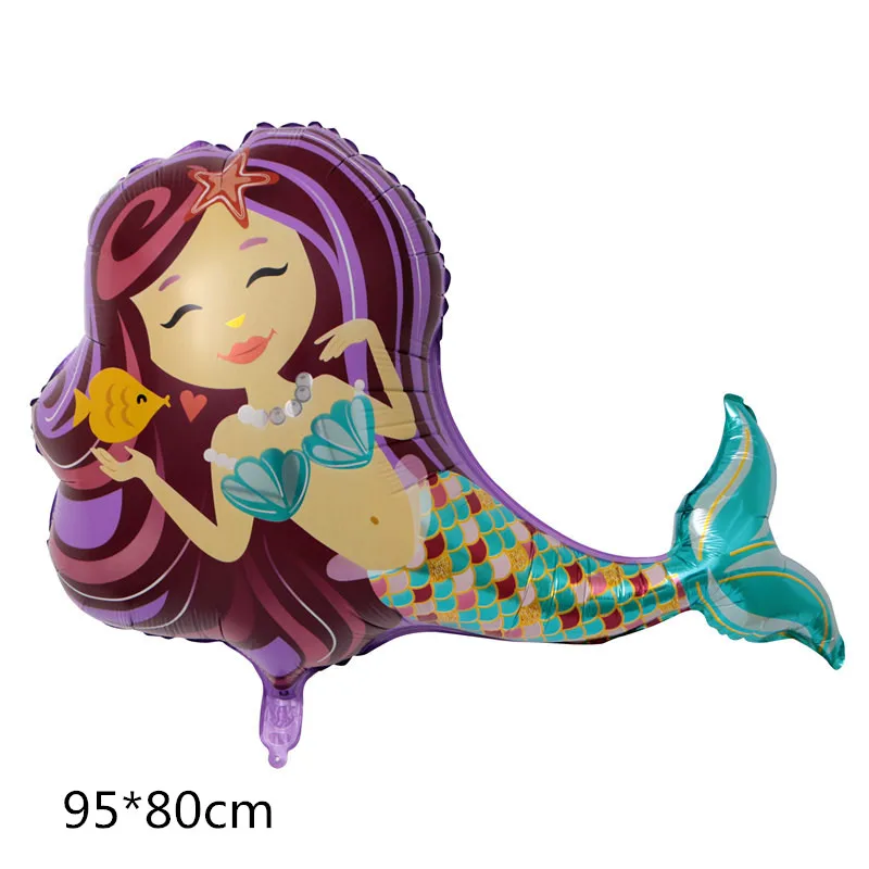 large mermaid Большие 95*80 см милые воздушные шары из фольги в виде Русалочки для девочек, украшения для дня рождения, гелиевые воздушные шары в виде Русалочки из мультфильма - Цвет: large mermaid