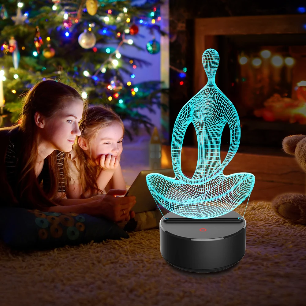 Медитация Йога акрил 7 цветов 3D LED Иллюзия Ночник светильник для спальни лампы
