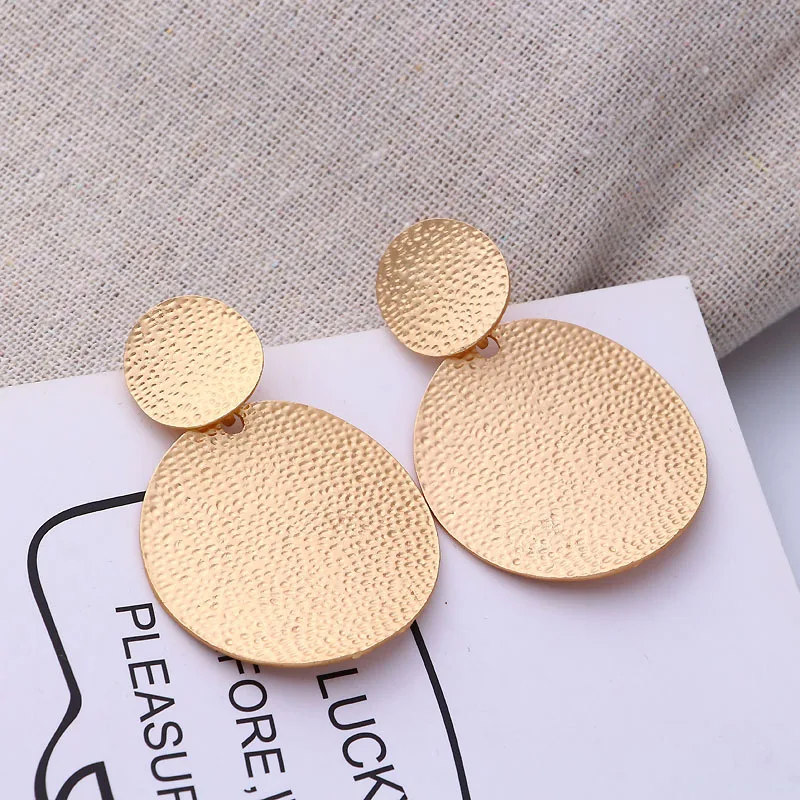 Простые круглые массивные Висячие серьги для женщин золотого цвета длинные