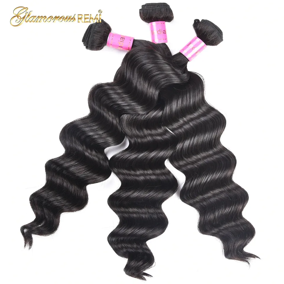 Индийский свободные глубокая волна волос плетение Связки 100% человеческих