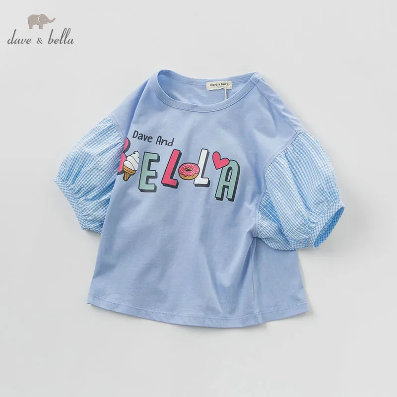 DBK9807 dave bella kids летняя футболка для девочек детская мода топ малышей Детская