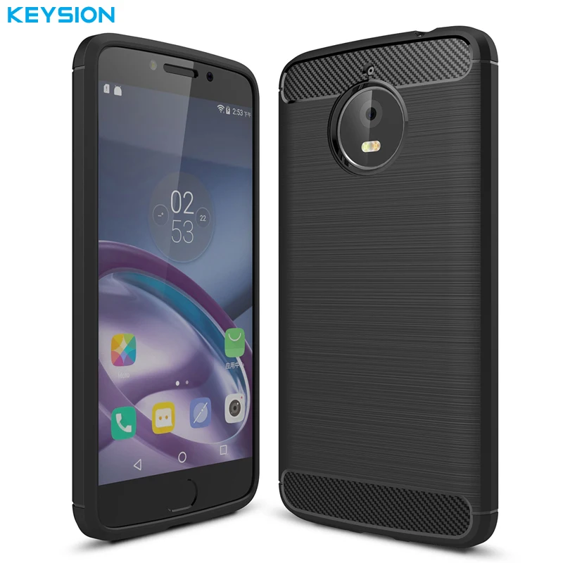Чехол KEYSION для Motorola MOTO E4 Plus мягкий ударопрочный силиконовый чехол из углеродного