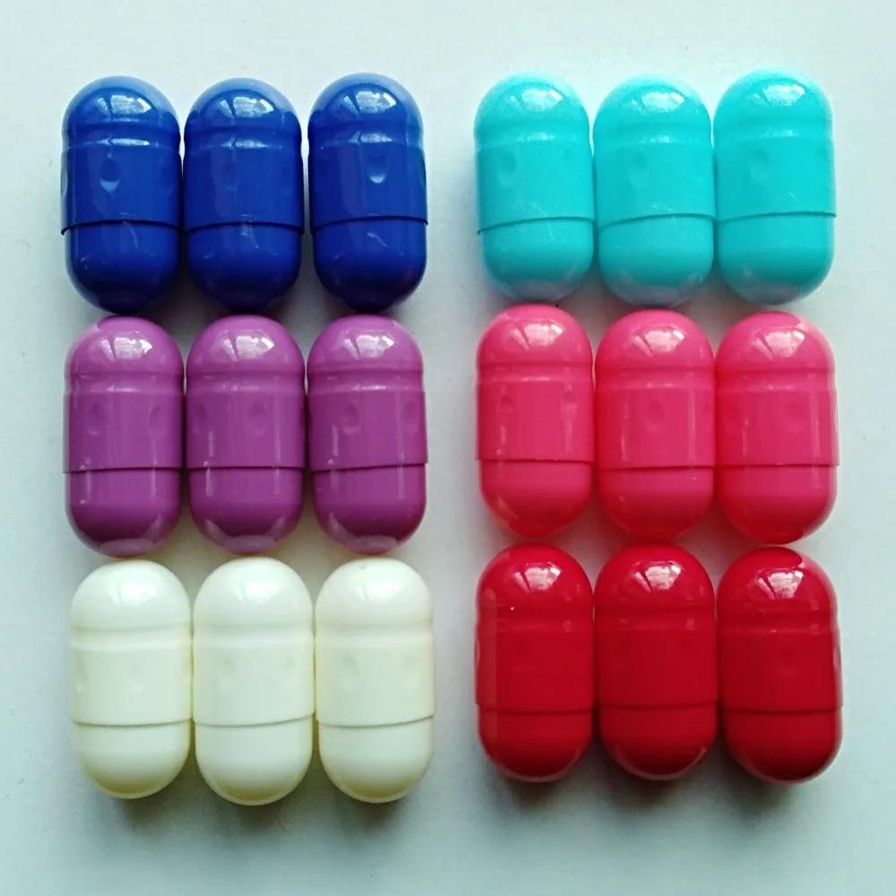 

5000pcs10000pcs Size00# Empty Shorty Colored Gelatin Medicine Powder Capsules, Red/Purple/Clear/Black/Blue/Green Hollow Capsules