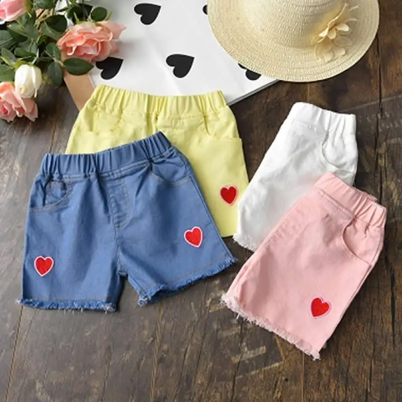 Girls Shorts Thin Girl Jeans Loose Children's Clothes Pants Summer Love Hot Kids Cute Short Pant Pocket Denim | Детская одежда и