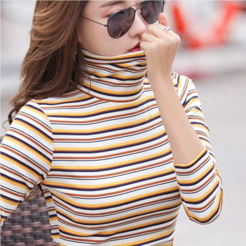 Женская футболка с длинным рукавом хлопковая водолазка зимняя теплая