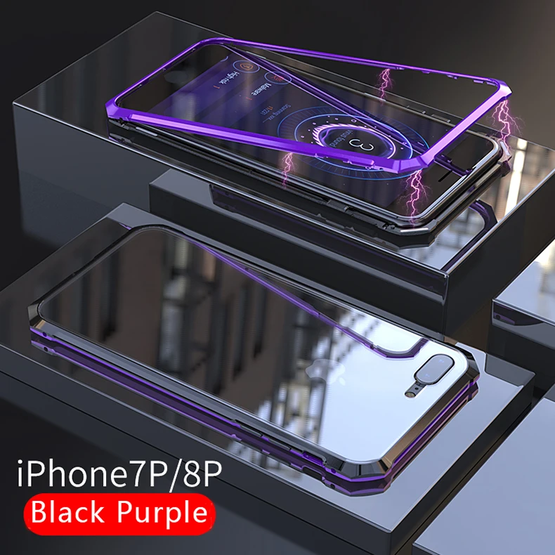 Для iPhone 7 чехол Роскошный Жесткий магнитный металлический прозрачный защитный чехол для телефона для iPhone 7 8 Plus задняя крышка