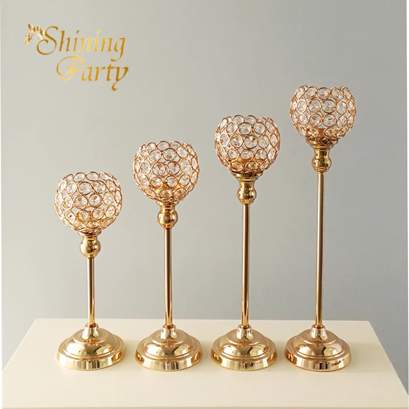 Блестящий хрустальный подсвечник для вечеринки золотой свадебный центральный